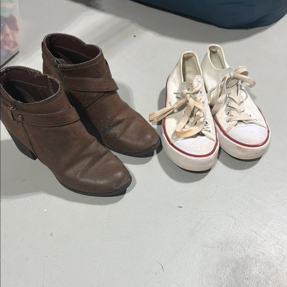 Brown Ankle Boots and White Sneakers